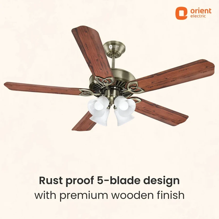 Orient Subaris Premium Ceiling Fan 1300mm | 80W | 270 CMM Airflow | 250 RPM | Antique Brass & Antique Copper