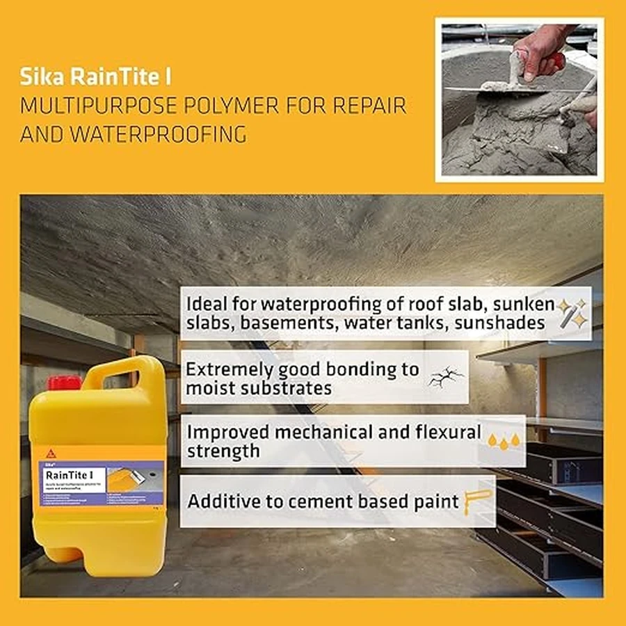 Sika Raintite Acrylic Waterproofing System 1kg to 20kg 114075-AZ | UV Resistant | Anti-Fungal | Interior and Exterior | White