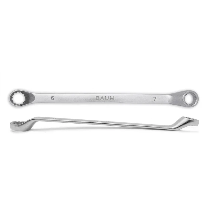 BAUM Heavy-Duty Chrome Vanadium Bi-Hexagon Ring Spanner | 12-Point Rough Matt Chrome Finish Oval Body Wrench | Model ART 23E