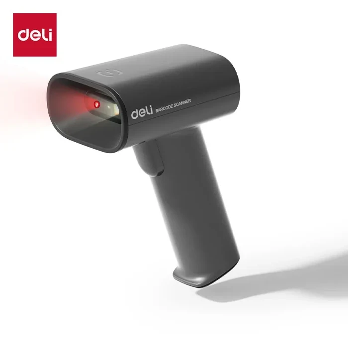 Deli Cordless Handheld 1D/2D CMOS Barcode Scanner | Plug & Play Wireless USB Reader for Paper & Screen Media | Red-Light Digital POS Gun | ES228W