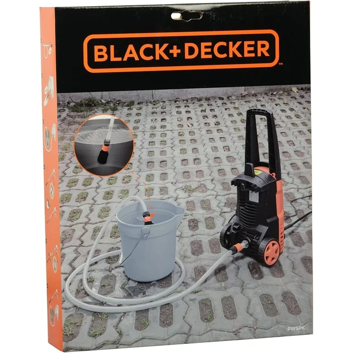 BLACK+DECKER Self-Priming Suction Hose Kit for Pressure Washers | 5m Vertical Lift Filtered Water Intake System | PWSPK-B1