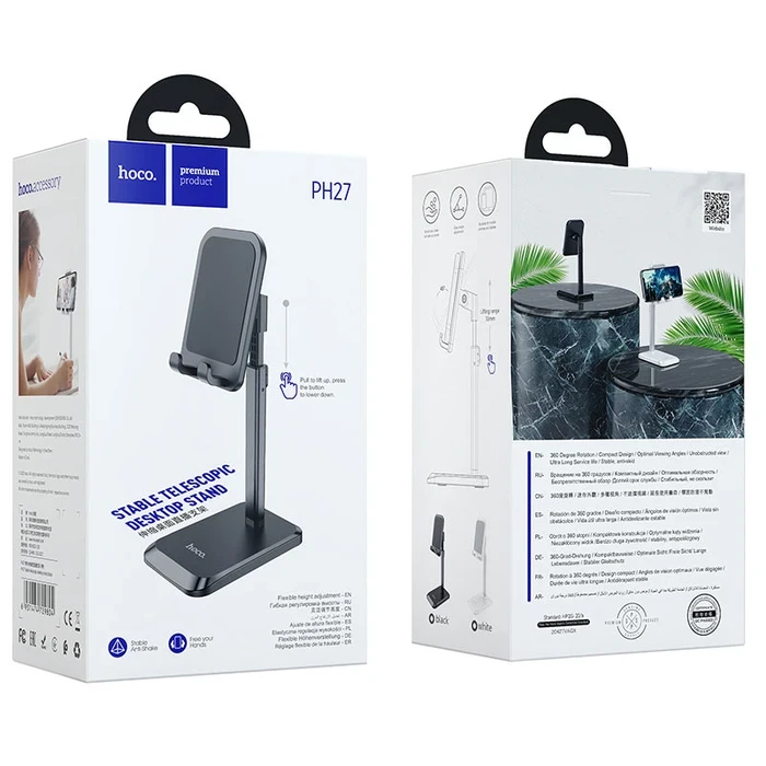 Hoco Stable Telescopic Desktop Stand | Variable Height Aluminum Alloy Matrix | Non-Slip Silicone Cushion Shield | PH27