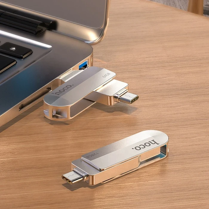 HOCO Wise Dual-Interface Flash Drive | Type-C & USB 3.0 High-Velocity Logic | Zinc Alloy Matrix | 16GB 32GB 64GB | UD10