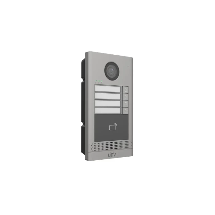UNV 4-Call Button Villa Door Station with DWDR Camera, 10,000 IC Card Reader, Standard PoE, Dual Lock Relays & IP65/IK08 Rating | Model No. OEU-202S-HMK4
