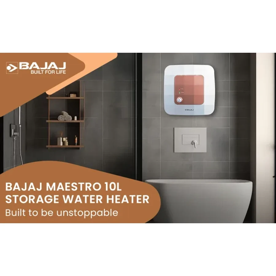 Bajaj 10L, 15L & 25L Storage Water Heater Geyser | Titanium Armour, Swirl Flow & 8 Bar Pressure with Child Safety | Maestro Series
