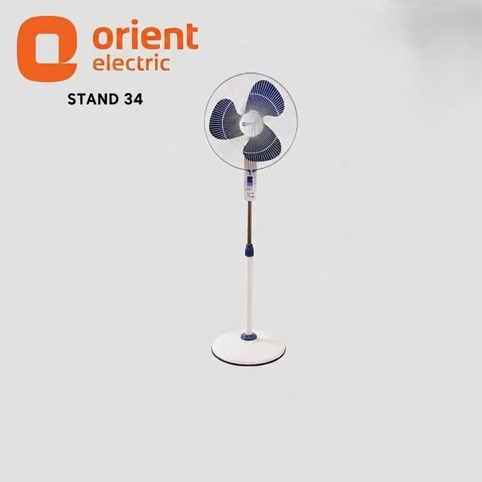 Orient Stand 34 16-Inch (400mm) High-Airflow Pedestal Fan | Energy-Efficient 53W Aluminium 3-Blade Air Circulator with 5700 m³/hr Air Delivery | Stand 34