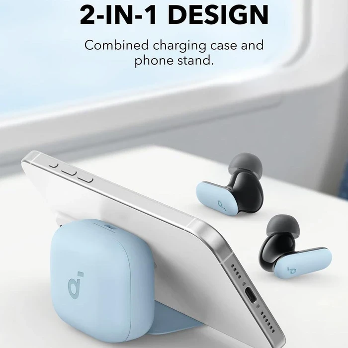 Anker Soundcore P30i True Wireless ANC Earbuds | 42dB Adaptive Noise Cancelling, 45H Playtime & 2-in-1 Phone Stand Case | US White / US Blue