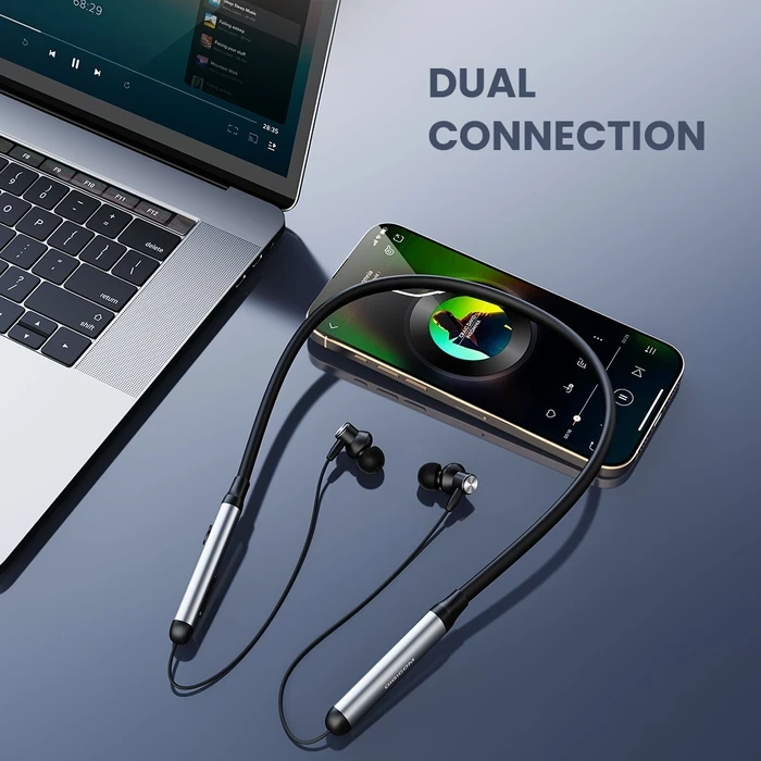 Digicom Flex 4 Wireless Neckband In-Ear Headphone | 20-Hour Playtime Logic | Dual Pairing & 10mm Drivers | IPX4 Water Resistant | Black