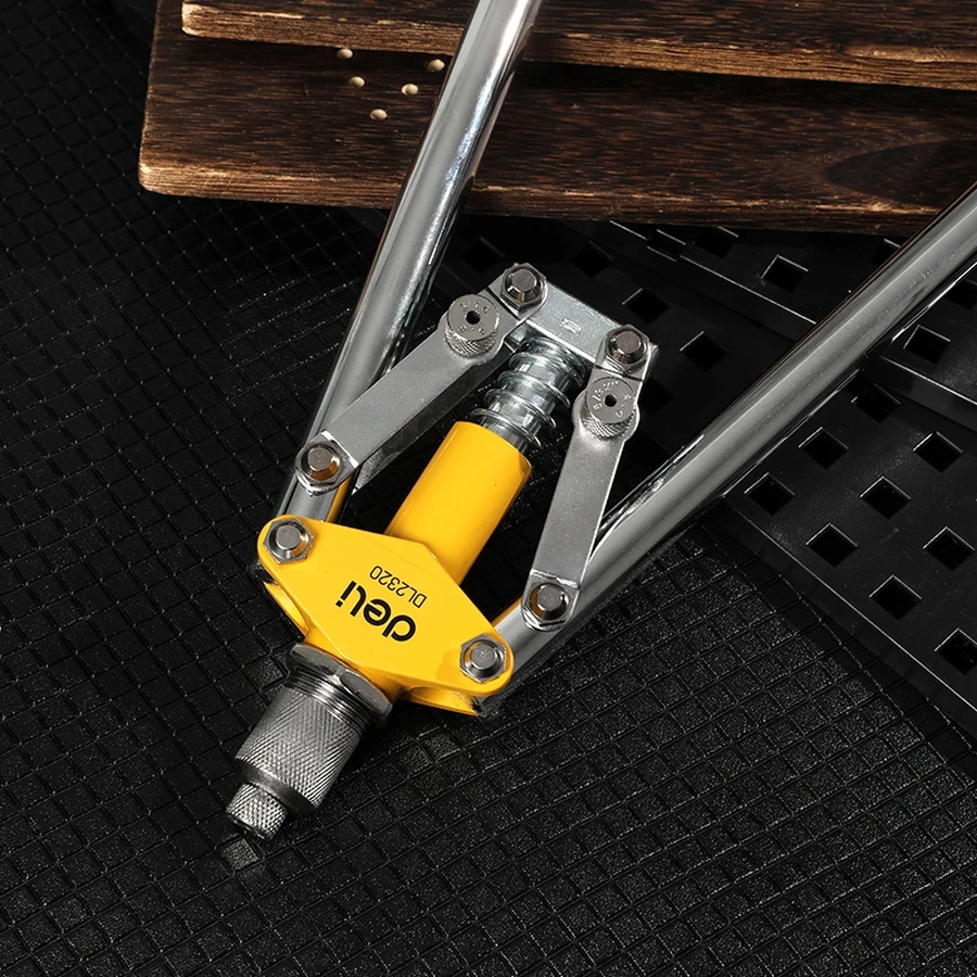 Deli 17" Professional Heavy-Duty Two-Handed Riveter | Aluminum Alloy Head & 35CrMo Steel Claws with 3.2-4.8mm Nozzles | EDL2320