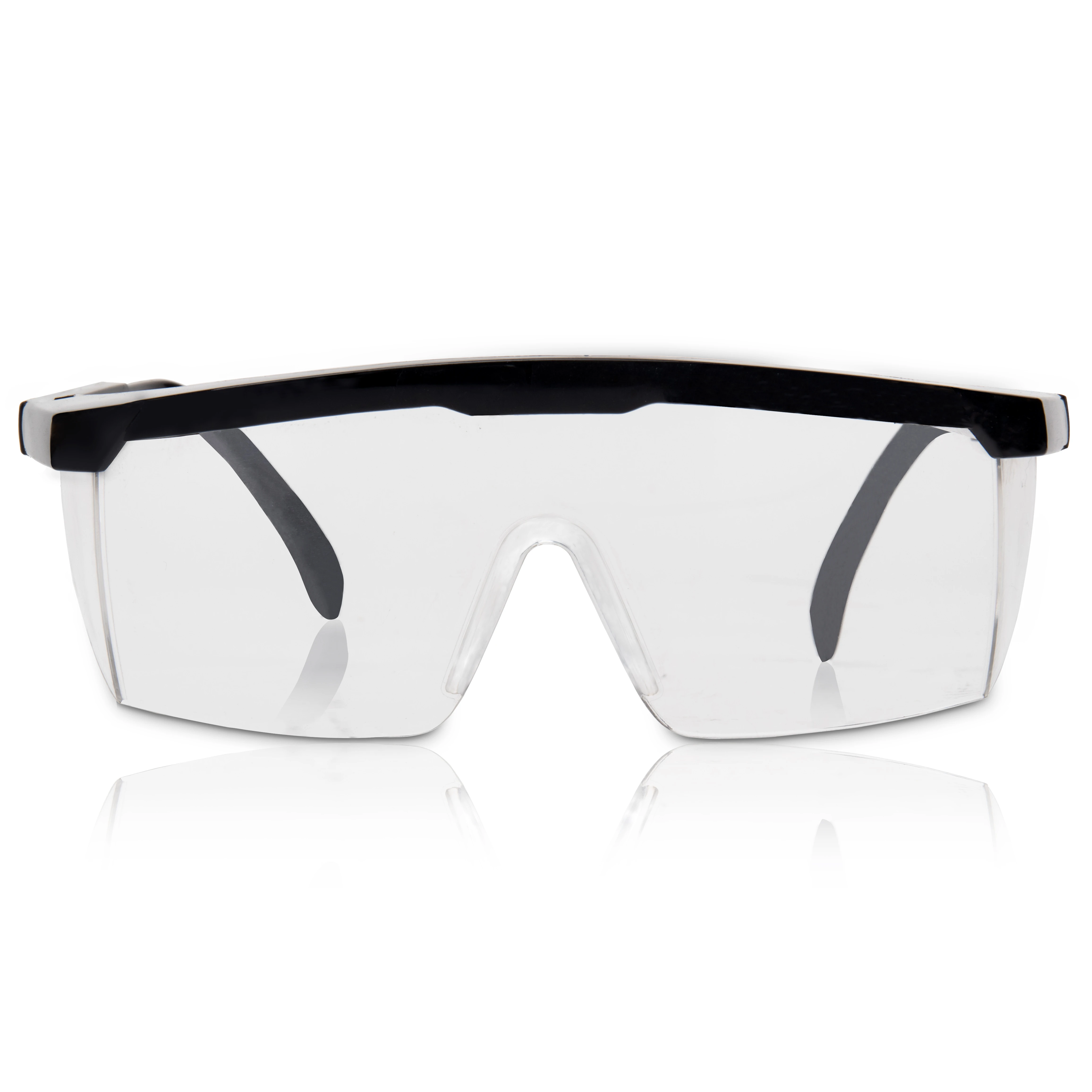 Deli Safety Glasses Polycarbonate (PC) Anti-Impact Lens, Integrated Flank Protection & 4-Position Adjustable Temple (Black) | EDL23901