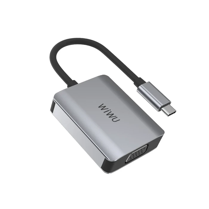 WIWU Alpha A20VH 2-in-1 USB-C Hub | 4K HDMI & VGA Visual Matrix | Aluminum Alloy Shield | Grey