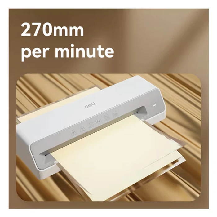Deli Compact A4 Personal Desktop Laminator | 270mm/min Dual-Roller Thermal Sealer | Overheating Protection & 5-Min Preheat | ET100