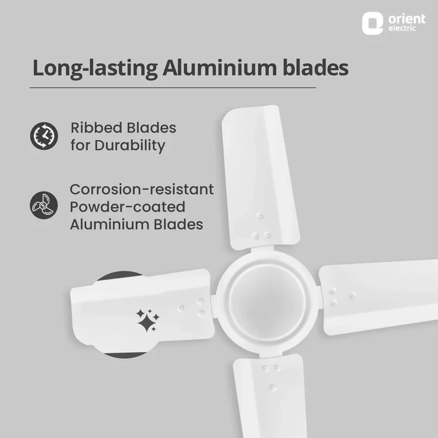Orient New Breeze Base Ceiling Fan 600mm | 70W High-Speed | 850 RPM | 140 CMM Airflow | Brown & White