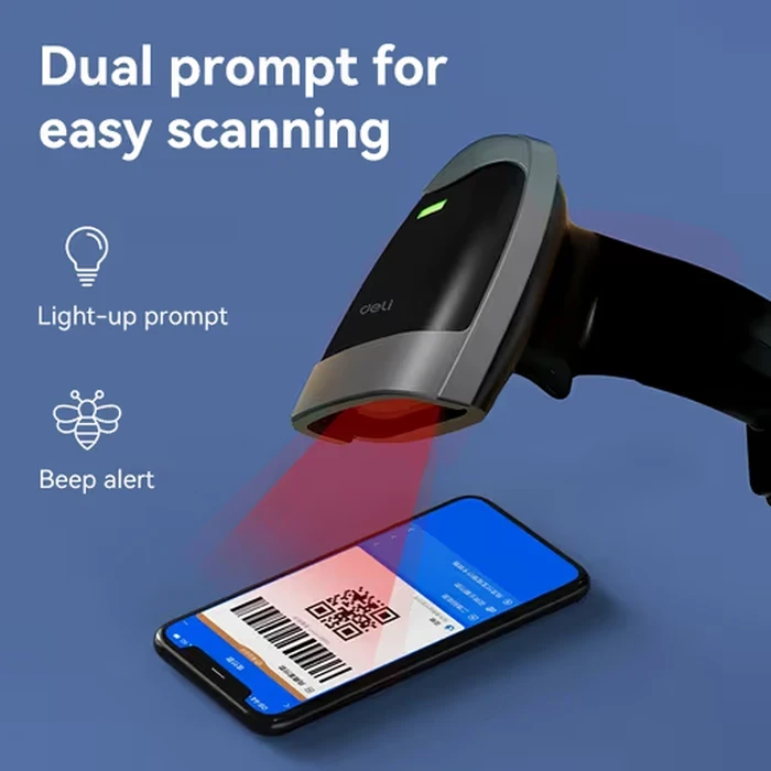 DELI Wired Handheld 1D Laser Barcode Scanner | 203 DPI Class 4mil Precision 60cm/s High-Speed USB POS Reader | ES216