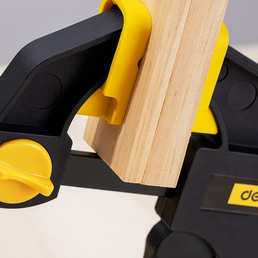 Deli 12" Professional Heavy-Duty A3 Steel Quick Bar Clamp | 90N Trigger-Type Woodworking F-Clamp with Non-Marring Rubber Chuck Pads | EDL110112-2S