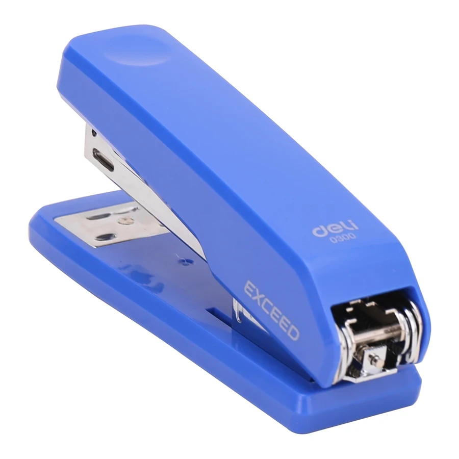 Deli 25-Sheet Desktop Stapler | Rotatable Anvil for 24/6 & 26/6 Staples with Ergonomic Body (Blue) | E0300