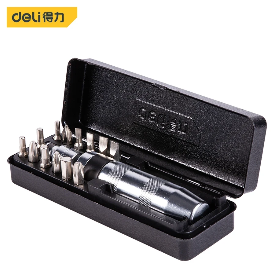 Deli 13-Piece Master Screwdriver Set | Professional Heat-Treated Slotted & Phillips Hand Tool Kit with Magnetic Tips & Heavy-Duty Storage Case | EDL8901