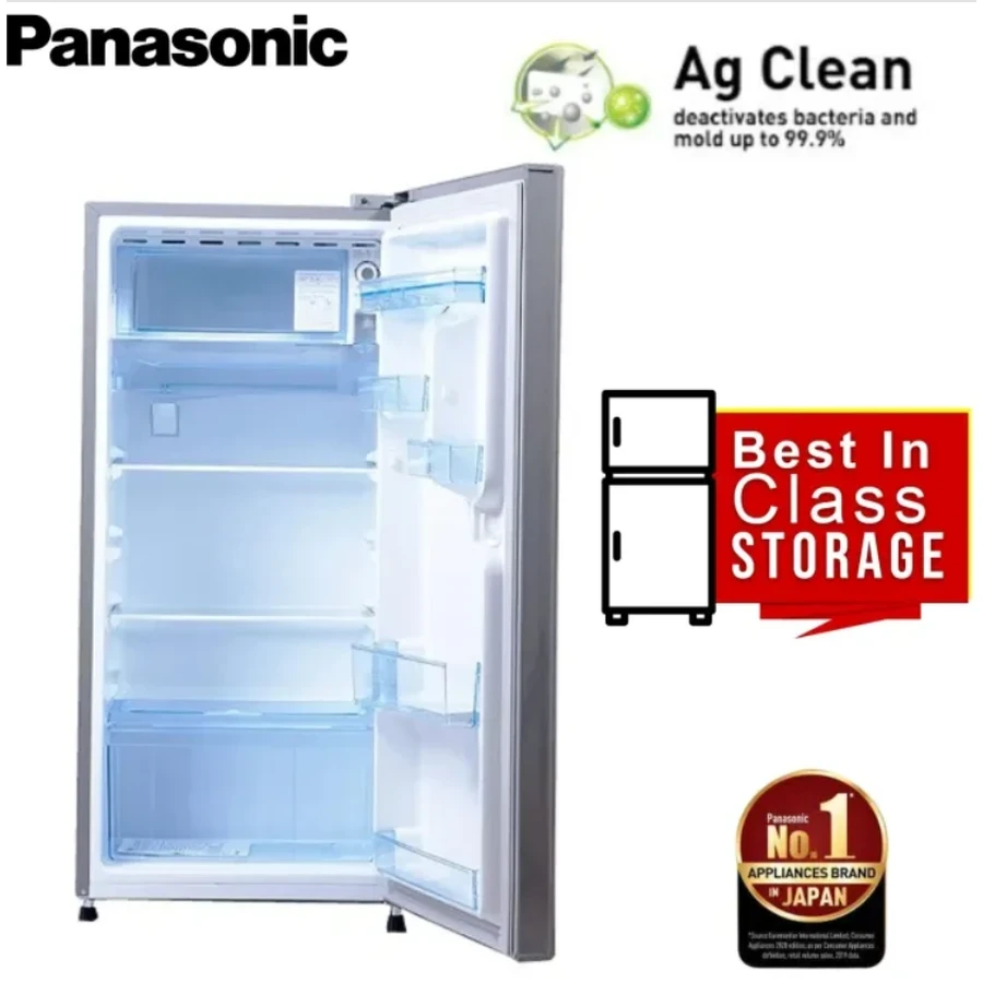 Panasonic 190 Litre Single Door Direct-Cool Refrigerator | Hair Line Grey Stainless Steel Fridge with Humidity Control, Toughened Glass & Pocket Handles | NR-A202BWHX