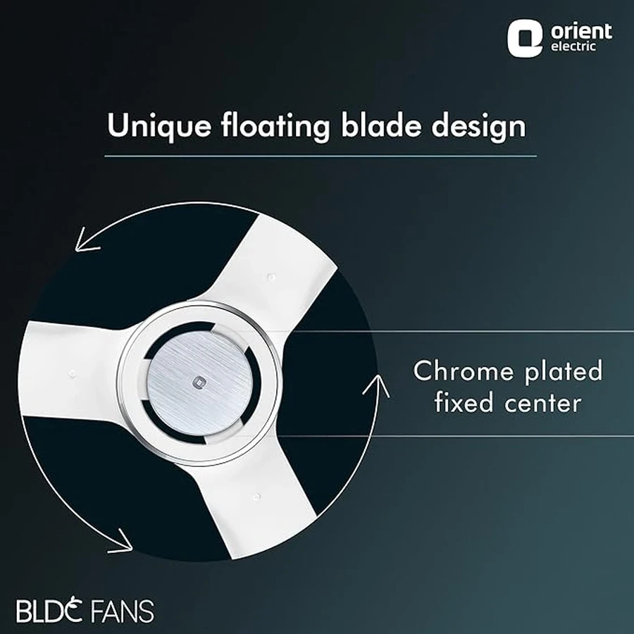Orient iFloat Ceiling Fan 35 Watts | 215 CMM Airflow | Ultra-Quiet 11dB | Remote Controlled | Aluminium Blades | Lakeside Brown & White