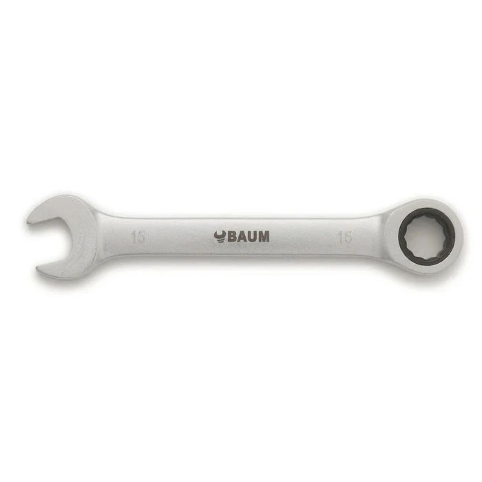 BAUM Professional Flex-Head Combination Ratcheting Wrench | High-Polish Chrome Vanadium Steel 90-Tooth / 72-Tooth Gear Tool | Model ART 55