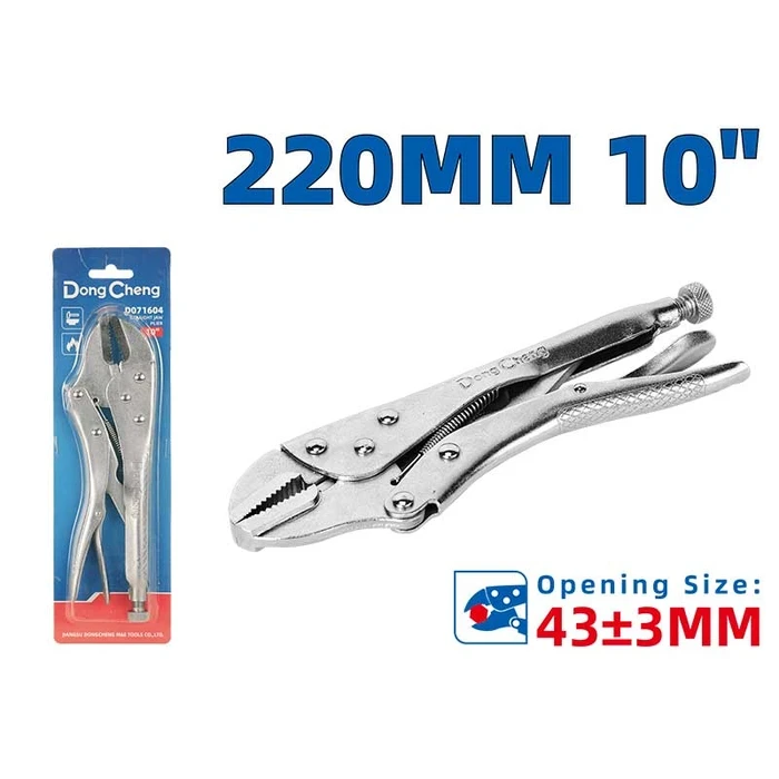 Dongcheng DG 10" Professional Straight Jaw Locking Plier | 43±3mm Opening HRC42°-48° Flat Clamping Vise Grip with Full Nickel Plating | DG Series