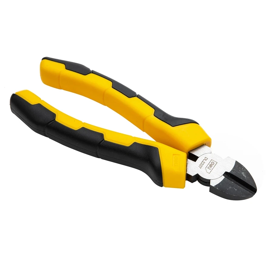 Deli Diagonal Pliers 7" Forged 55# Carbon Steel with 54-62 HRC High-Frequency Quenched Cutting Edges & Ergonomic PVC Handles (Yellow/Black) | EDL2207