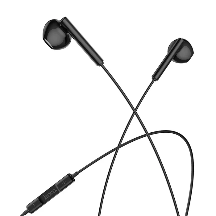 HOCO Melodious Wire Control Earphone with Mic | 14mm Driver | Volume Adjustment | Black, White Finish | M64
