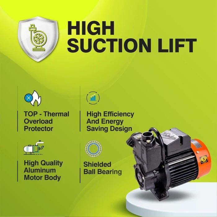 Kirloskar Mini-50C 1.0 HP Single-Phase Self-Priming Monoblock Water Pump | High-Head 50m & 2900 LPH Flow with Brass Impeller & All-Cast-Iron Body