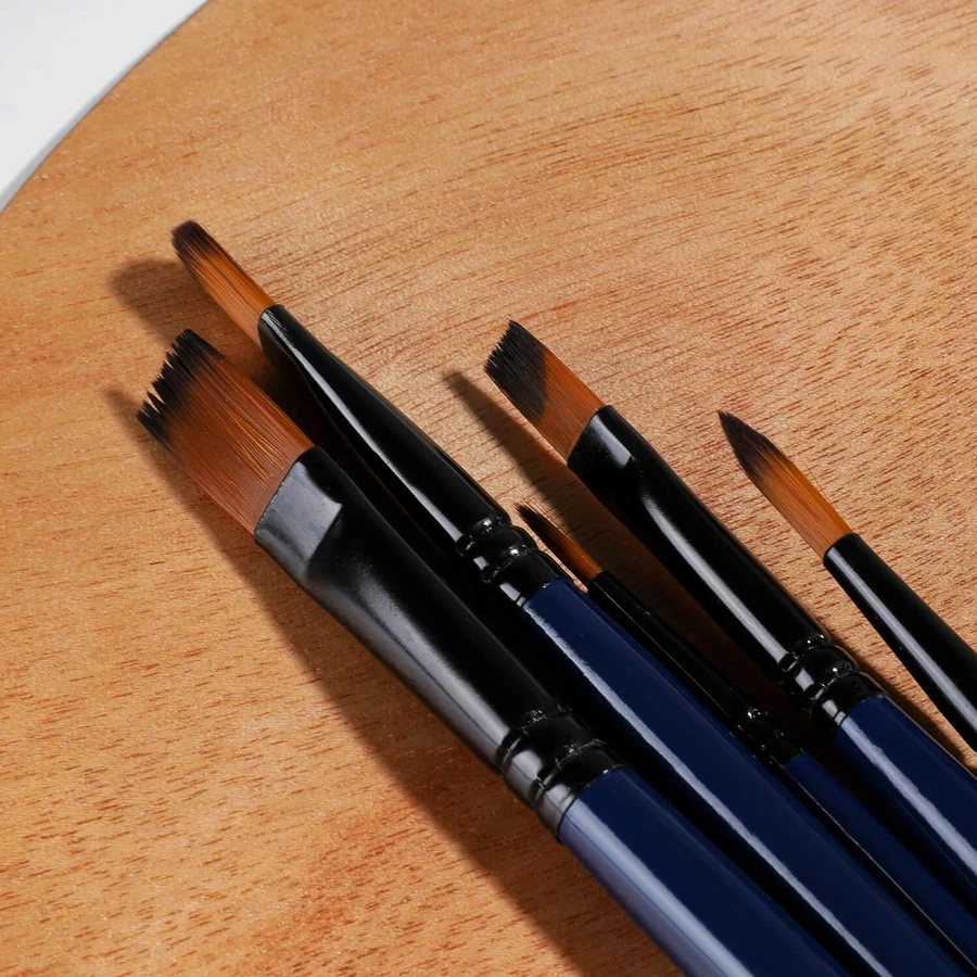 Deli 6-Piece Water Colour Brush Set | Soft Nylon Bristles, Solid Birch Wood Barrels & Portable Case | EC277