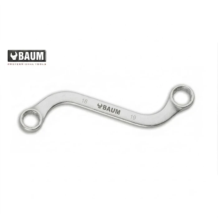 BAUM Heavy-Duty S-Type Obstruction Ring Spanner | Premium Forged Chrome Vanadium Elliptical Double Box Wrench with Dual Matt Chrome | Model ART 63