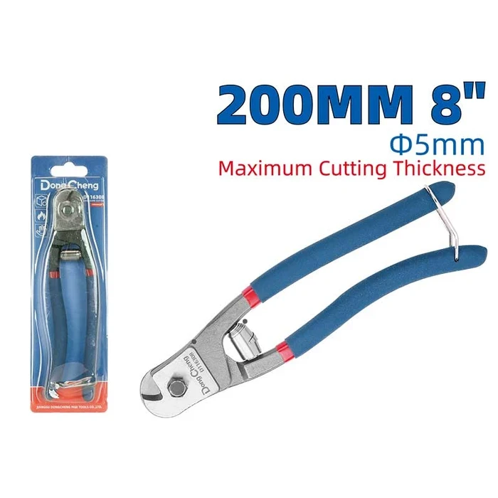 Dongcheng 8" Heavy Duty Wire Rope Cutter 200mm | Forged 55# Carbon Steel Anti-Fray Cable & Rigging Shear (Φ4mm Cutting Capacity) | DG Series