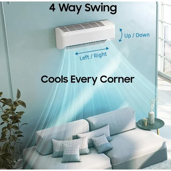 Samsung 1.5 Ton Hot & Cold AI Inverter Split Air Conditioner | SmartThings WiFi Voice Control | 5-Step Convertible Durafin Ultra Copper 4-Way Swing Auto Clean | AR50F18C1RHNRC