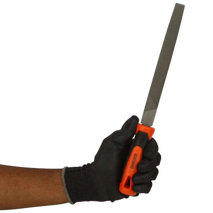 BLACK+DECKER 200mm (8") High-Carbon Steel Half-Round File | Dual Flat & Curved Profile Ergonomic Deburring Tool | BDHT22146