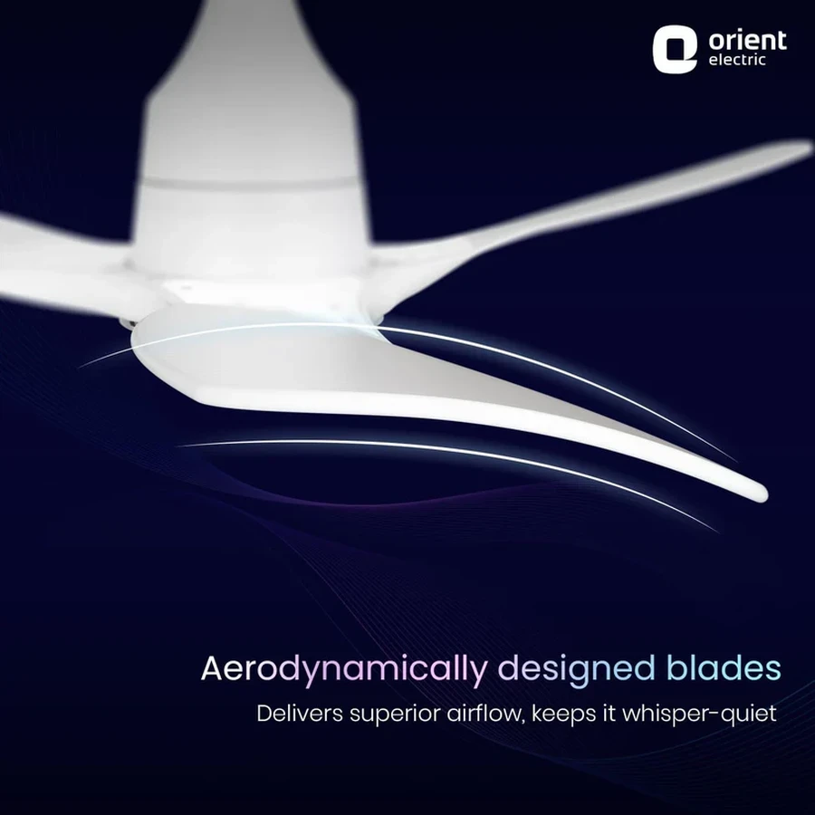 Orient Aerosense BLDC IOT UL Ceiling Fan 40 Watts | Underlight | 1200 MM Sweep | 245 CMM Air Delivery | Remote Control | Frost White