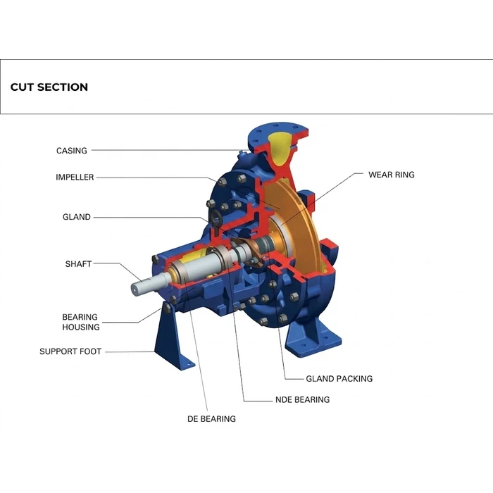 Kirloskar GK Series Heavy-Duty Back-Pull-Out End-Suction Centrifugal Pump | 500 m3/hr High-Flow Industrial Clear Water Pump for HVAC, Utilities & Municipal Supply