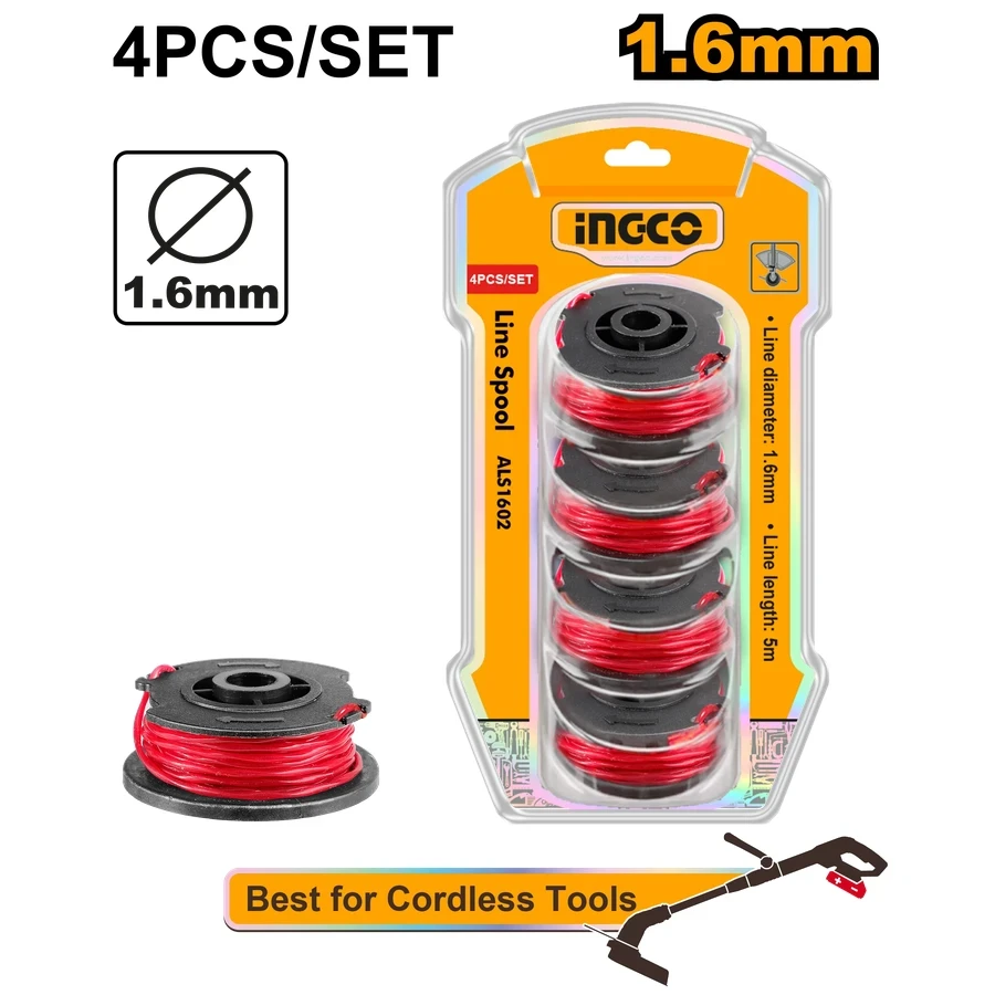 Premium Spiral Trimmer Line Spools | 1.6mm x 6m Pre-Wound 4-Piece Replacement Set | ALS1602