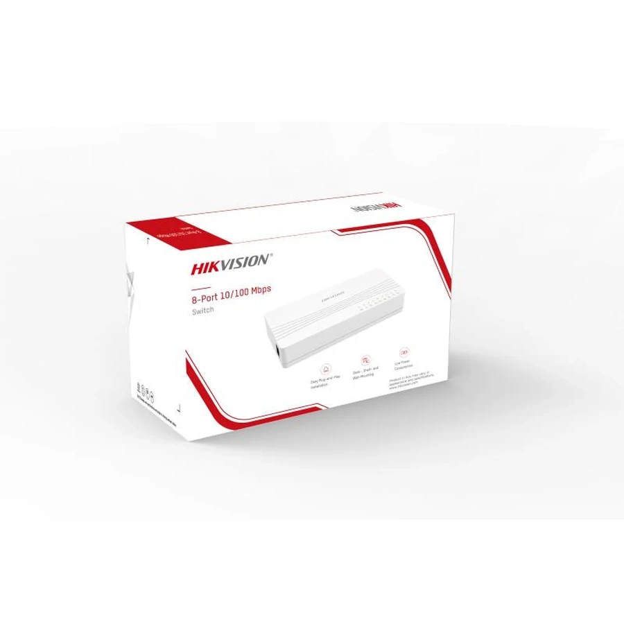 Hikvision Fast Ethernet Unmanaged SOHO Switch | Plug & Play 2kV Surge Protected Desktop Data Hub Eco-Efficient ABS Casing | DS-3E0105D-O (5-Port 1Gbps) / DS-3E0108D-O (8-Port 1.6Gbps)