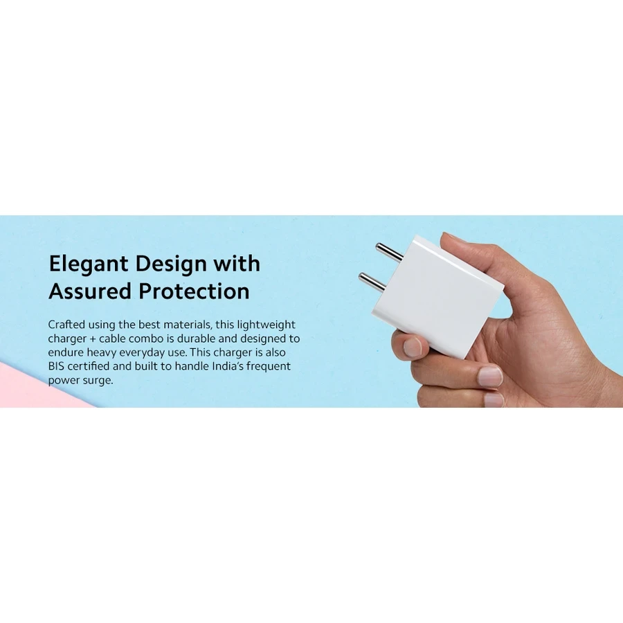 Mi 33W Sonic Charger 2.0 Combo MDY-11-EL - Fast Charging Adapter with 100cm Type C Cable, Safety Protection (White)