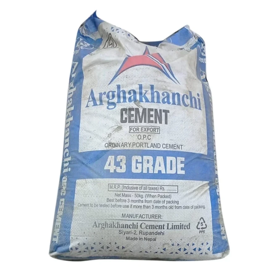 Arghakhanchi OPC 43 Grade Cement | 50kg Heavy-Duty Bags | High-Strength Ordinary Portland Cement for RCC Structures, Beams, and Columns