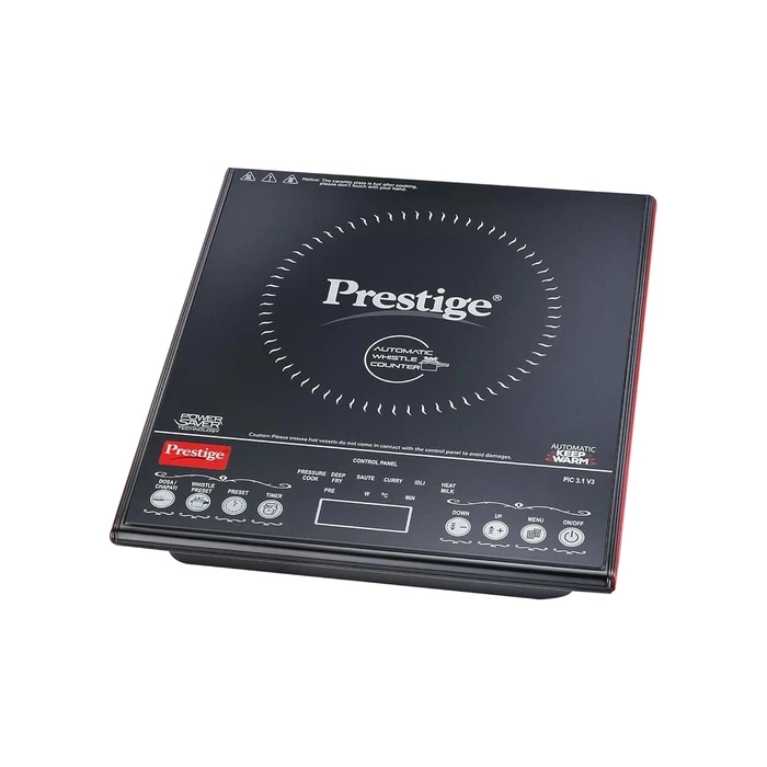 Prestige PIC 3.1 V3 2000W Induction Cooktop with Automatic Whistle Counter & Keep Warm Function | Touch Control Portable Countertop Stove - Model 41944