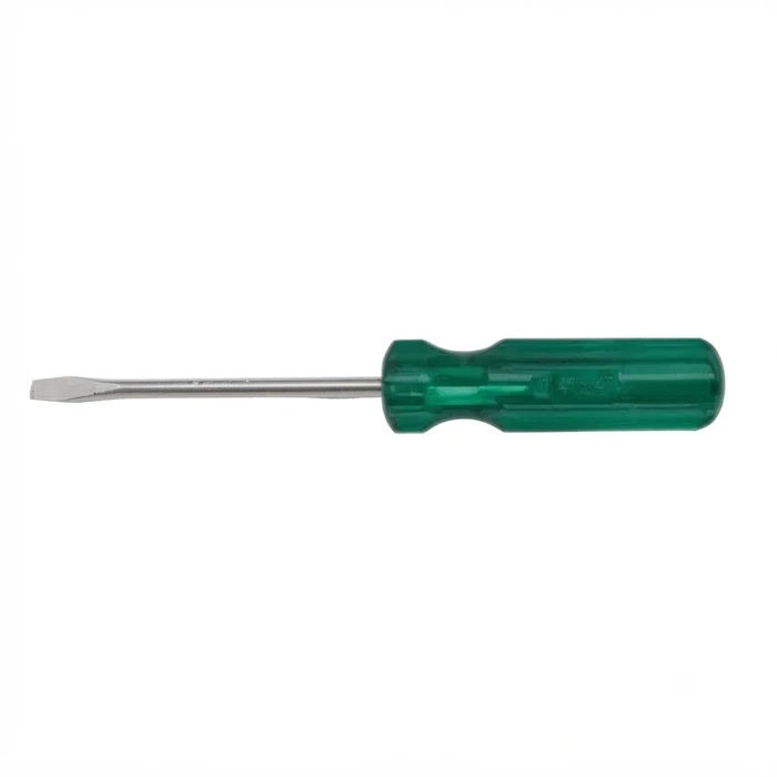 BAUM Heavy-Duty Spring Steel Flat Tip Screwdriver | Transparent Green Acetate Handle & Magnetic Tip | Model ART 314 (Available in 8mm & 10mm Large Shanks, Up to 600mm Ultra-Long Sizes)