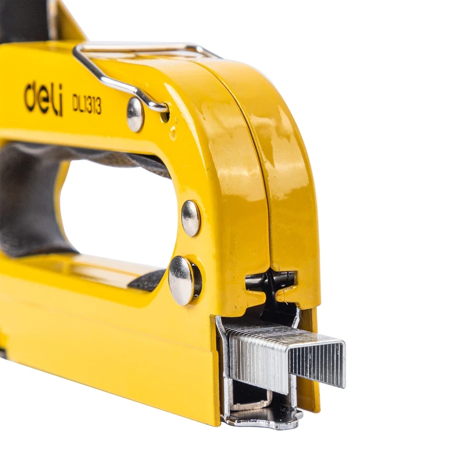 Deli 3-in-1 Professional Full Steel Staple Gun | Heavy-Duty 4-8mm Manual Tacker with Adjustable Driving Force for D, U & T Nails | EDL1313