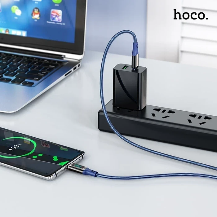 Hoco Extreme Charging Data Cable | Type-C to Type-C 100W Logic | Digital Power Display Matrix | S51