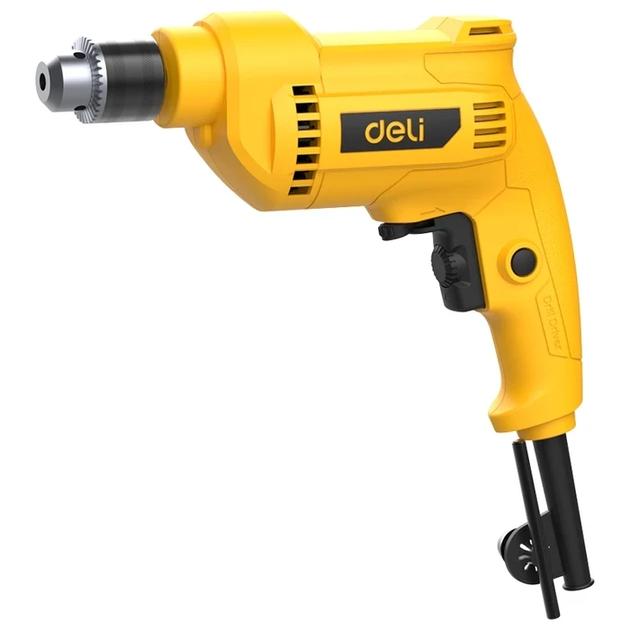 Deli 500W Professional 10mm Corded Electric Drill | Heavy-Duty All-Copper Variable Speed Motor with 0-3300rpm, 3-Jaw Chuck, Lock-On Switch & Cr-V Bit | EDL-DZ10-E3
