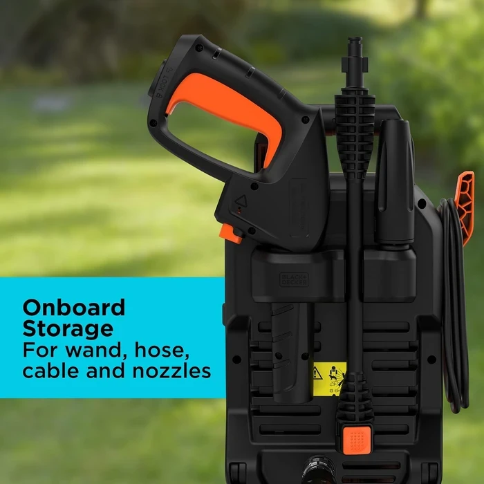 Black+Decker 110 Bar Corded Electric Pressure Washer | 6.8 L/min High-Velocity Car & Patio Cleaning Machine with 3-Meter Hose | BEPW1300-B5