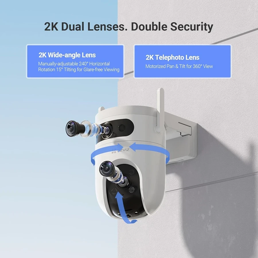 EZVIZ H9c Dual-Lens 5MP Camera 426 - 360° Pan/Tilt, Ultra HD, AI Human/Vehicle Tracking, Dual-View Monitoring