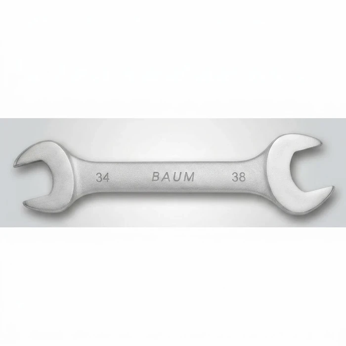 BAUM Heavy-Duty Large Chrome Vanadium Double Open-Ended Spanner | 3-Layer Nickel Chrome Rough Matt Finish Oval Body Wrench | Model ART 12E (Sizes 24mm to 60mm)