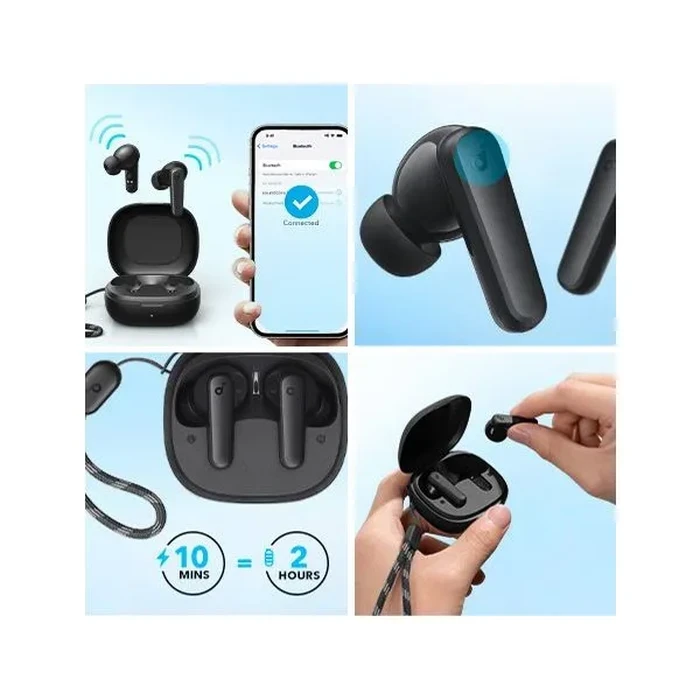 Anker Soundcore P20i True Wireless Earbuds | 10mm Big Bass Drivers, 30H Battery & AI Clear Call Mics | Black + Gray (Iteration 2)