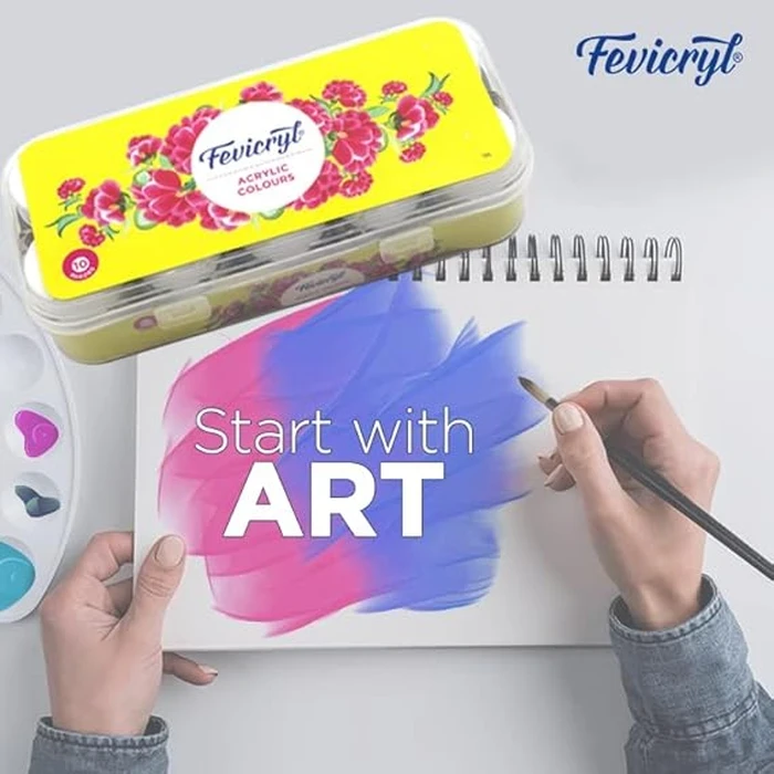 Pidilite ASF Sunflower Acrylic Paint Kit | 12-Piece Multi-Surface Art Set with Gloss Finish & Assorted Vibrant Colors | 150 ML