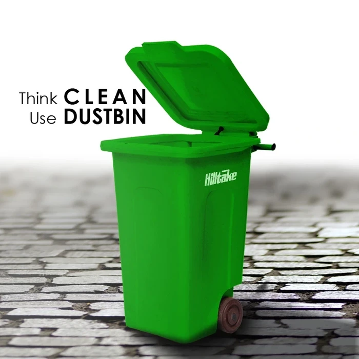 Hilltake Heavy Duty Wheel Dustbin | High-Density Polymer Matrix | Large & Extra Large Series | Red, Green & Yellow